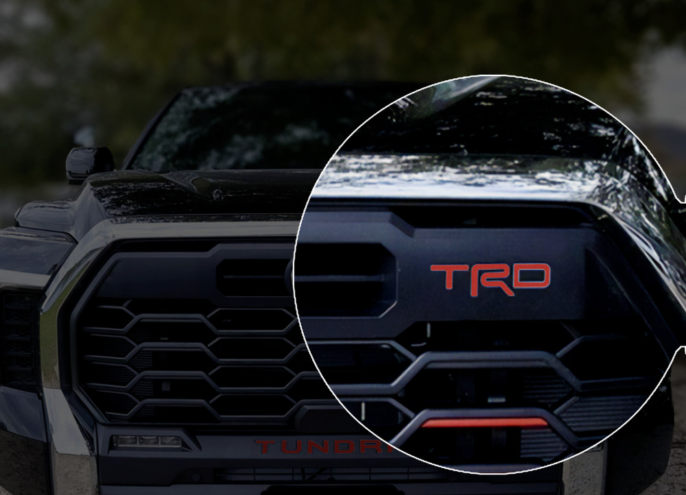 VINYL: Gloss RED TRD UPPER FRONT GRILLE LETTERS FOR TUNDRA 2022 2023 2024