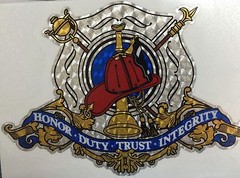 Firefighter Reflective Decal, Fire Department, approx 5.5” wide #FD135