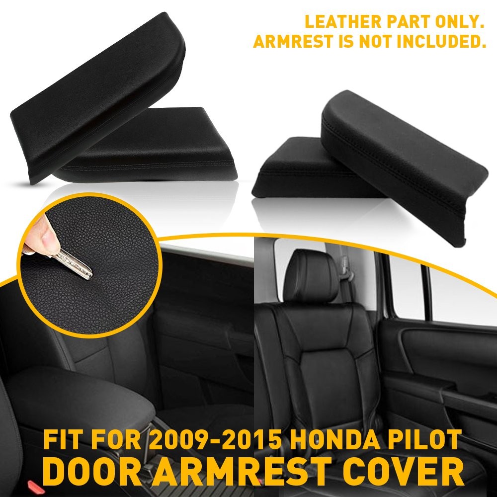 4/8X Black Front Rear Leather Door Panels Cover Armrest For Honda Pilot 2009-201