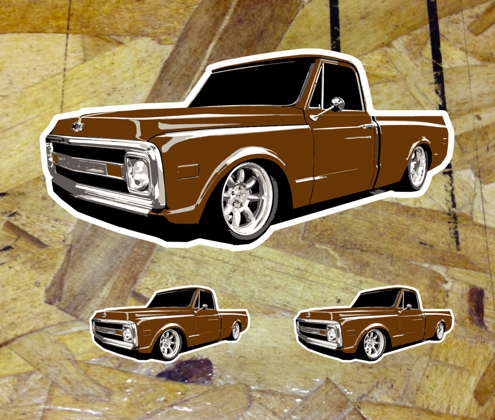 Chevy c10 1967 1698 19691972 Brown Sticker Pickup Truck Roundbody Window Decal