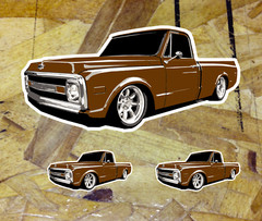 Chevy c10 1967 1698 19691972 Brown Sticker Pickup Truck Roundbody Window Decal