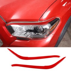 Red Carbon Fiber Front Headlight Eyebrow Eyelids Cover fits Toyota Tacoma 15-22