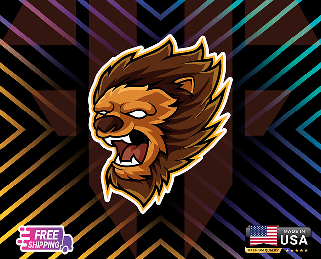 HEAD LION ,USA STICKERVYNIL,DECAL CAR LAPTOP,ETC LAMINATE, 6YEARS+FREE GIFT