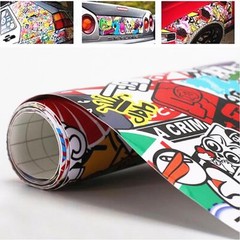 Car Sticker Panda Cartoon Graffiti Bomb Vinyl Wrap Sheet Film Decal Decoration