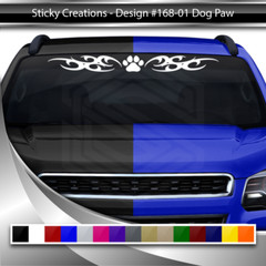 168-01 DOG PAW PRINT Windshield Decal Window Sticker Vinyl Graphic Dog Tribal