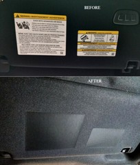 2019 – 2023 FORD EXPLORER / EXPLORER ST SUN VISOR WARNING LABEL BLACKOUTS