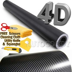 36″ x 60″ Premium 4D Gloss Black Carbon Fiber Vinyl Wrap Bubble Free Air Release
