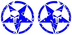 Jeep US Army Star Punisher Skull L and R Vinyl Decal Multiple Colors and Sizes