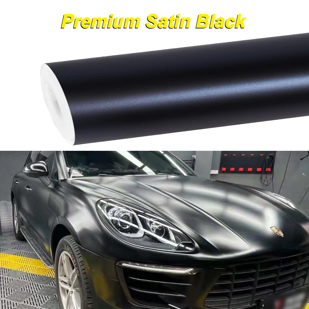 Premium Satin Matte Metallic Black Vinyl Wrap Adhesive Air Release Bubble Free