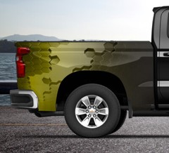 Yellow Hexagon Color Block Truck Wrap Vinyl Bed Side Graphic Decal Tailgate DSPS
