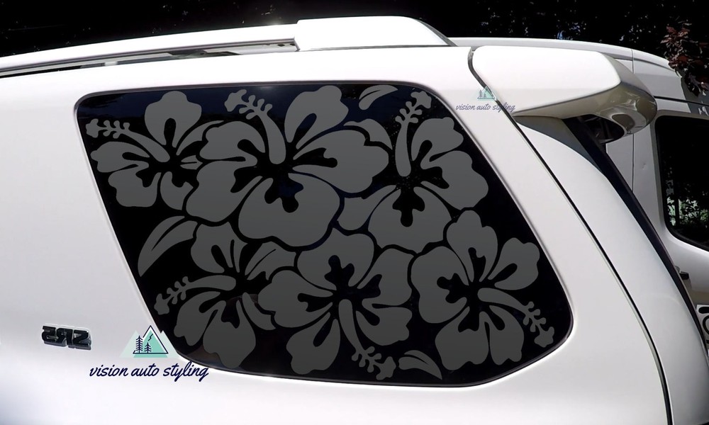 Fits 2010-2024 Toyota 4RUNNER Quarter Window Hibiscus Flowers Decal Sticker
