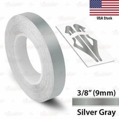 SILVER GRAY 3/8″ PIN STRIPE Car Model Motorcycle Decal TAPE Vinyl Sticker 9mm