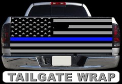 T198 POLICE AMERICAN FLAG Tailgate Wrap Vinyl Graphic Decal Sticker LAMINATED