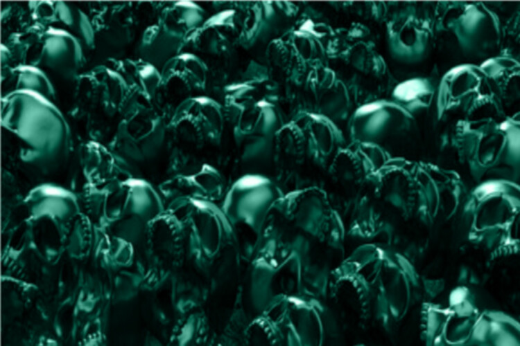 3D Skulls Pile 24×36 Teal Graphic Decal Vinyl Bike Scooter Motorcycle Car Wrap