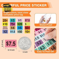 2400pcs Garage Sale Stickers,1/2″×3/4″ Yard Sales Price Stickers, Rectangle Prep