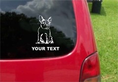 2 (PCS) French Bulldog Dog Decals with custom text 20 Colors To Choose From