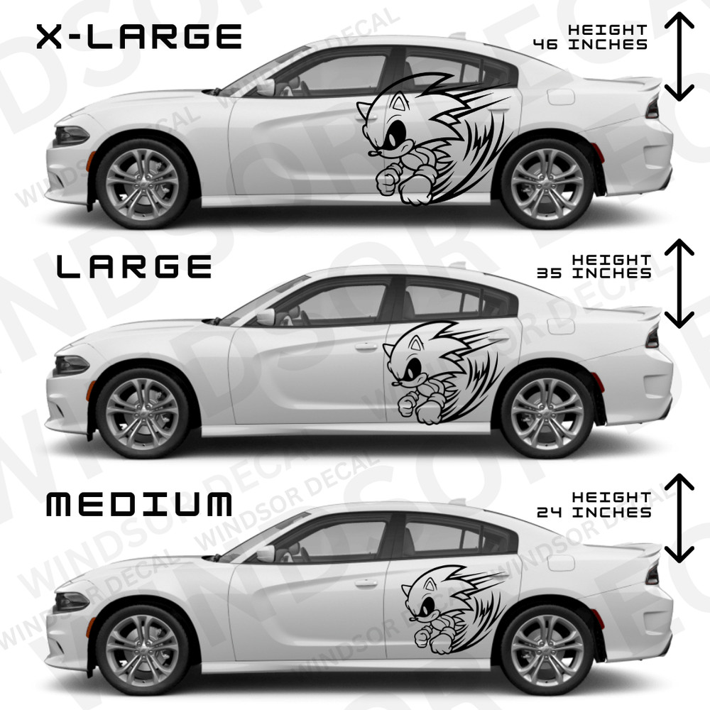 XL Sonic Decal for Both Sides fits Charger/Challenger 1 Pair UNIVERSAL FIT