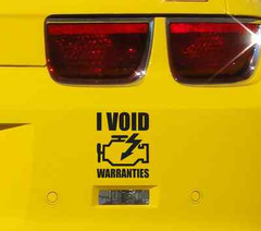 Engine Light Funny Bumper Sticker Vinyl Decal Void Warranty Car Truck