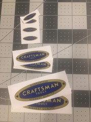 Craftsman Tools 1938 vintage style decals blue gold yellow 1″, 2-1/4″, 3-3/8″