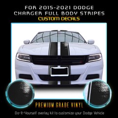 For 2015+ Charger Full Body Racing Stripes Graphic Decal Overlay – Gloss Vinyl