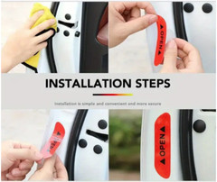 4pcs Reflective Door Stickers, Car Safety, Warning, Decal, family protection