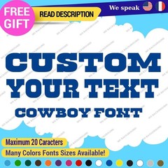 Sticker Vinyl Regular Custom Text Name Cowboy Fonts Lettering Die Cut Decals 651