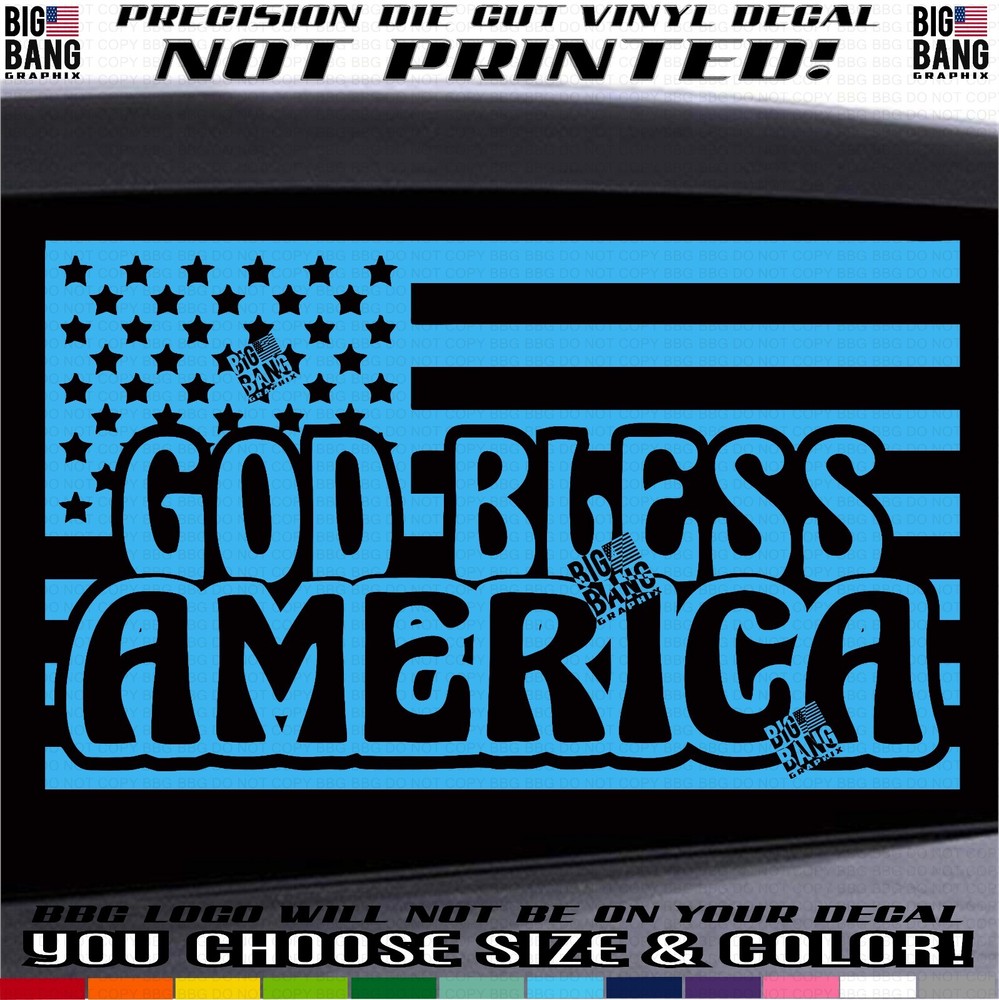 GOD BLESS AMERICA USA FLAG Decal Sticker RV Camper Travel Trailer Toy Hauler