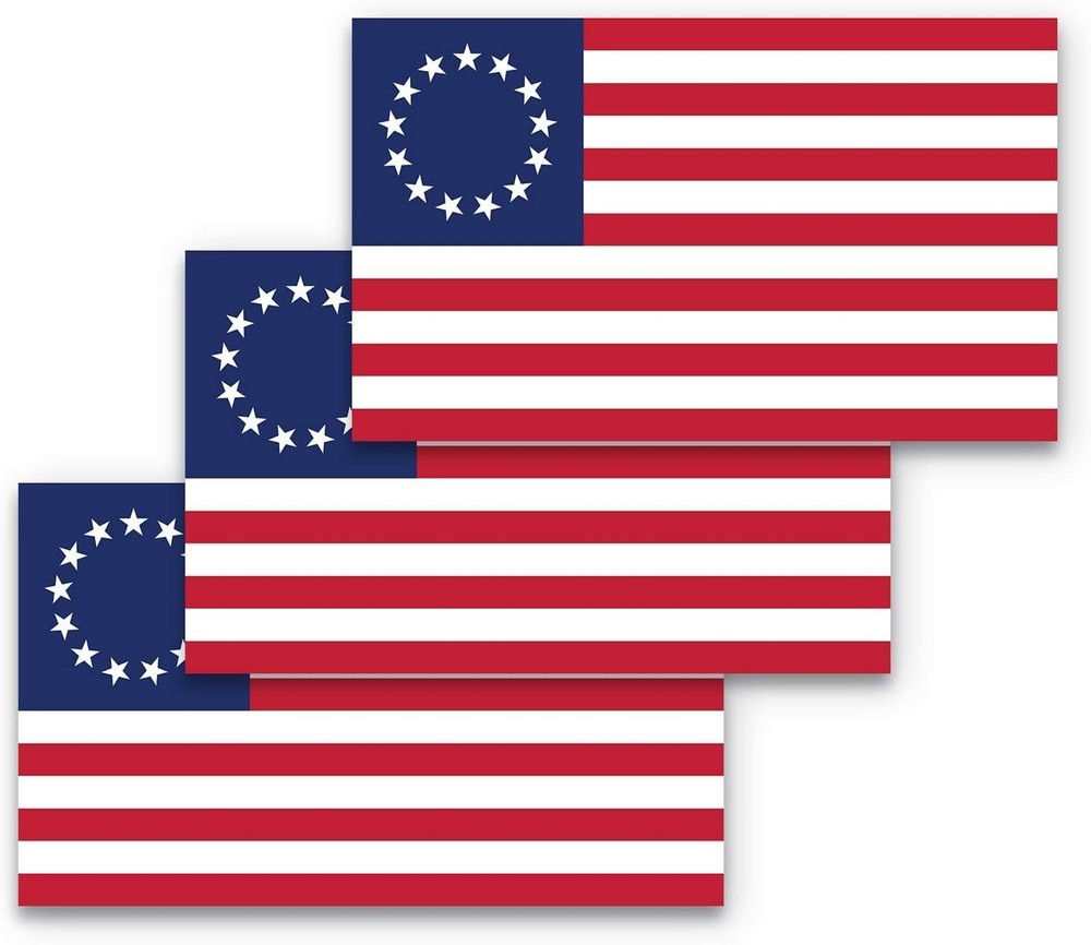 5×3 Betsy Ross Sticker 3-Pack American Flag HIGH QUALITY 3M Car Window Laptop