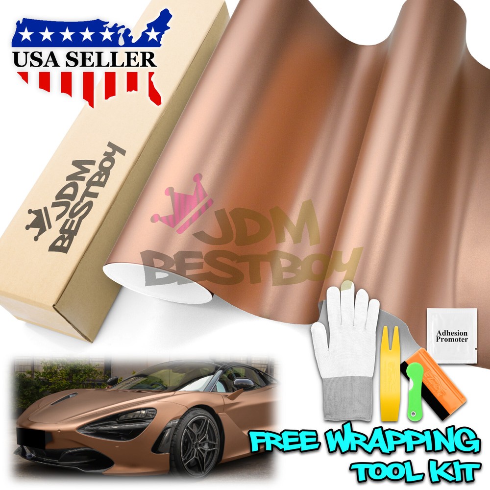 【Satin Chrome】 Rose Gold Matte Metallic Vinyl Wrap Sticker Air Release Sheet DIY