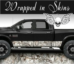 Snow Buck Skull Camo MATTE Rocker Wrap Vinyl Decal Truck Wrap Camouflage #007 13