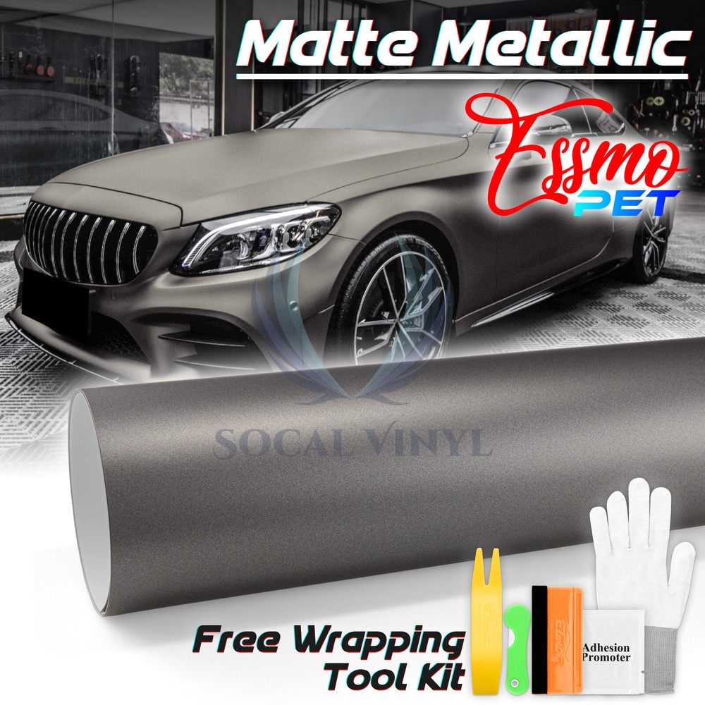 ESSMO PET Matte Metallic Selenite Gray Car Vehicle Vinyl Wrap Decal Sticker