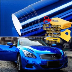 24″ x 60″ Blue Chrome Mirror Vinyl Film Wrap Sticker Decal Stretchable 2ft x 5ft