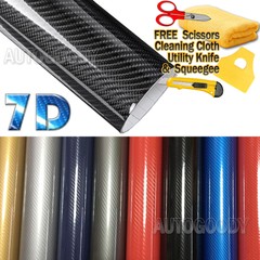7D Premium Super Gloss Carbon Fiber Vinyl Film Wrap Bubble Free Air Release 5D