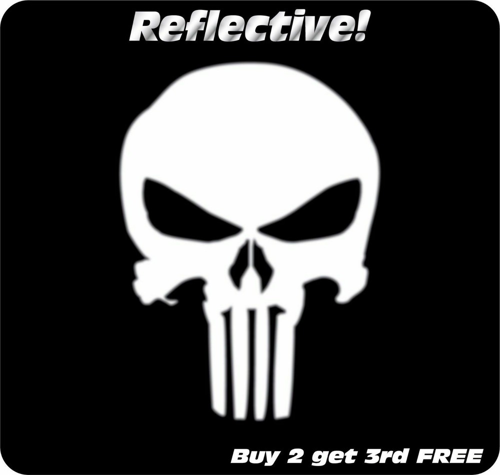REFLECTIVE 3M SKULL AMERICAN FLAG STICKER DECAL SNIPER TRUCK USA MADE