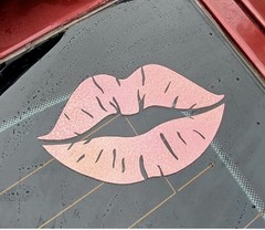 Kiss Lips Pink Car Decal Holographic Permanent Vinyl 5×3” Sparkle Color Changing