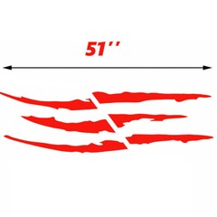 Universal 2Pcs 51″ Red Beast Claws Scratch Hood Bonnet Decal Stickers Decor