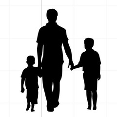 family silhouette picture dad/farther and two sons vinyl decal sticker