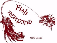 Grim Reaper Skeleton Fish Custom Fishing Car Boat Truck Vinyl Decal Sticker