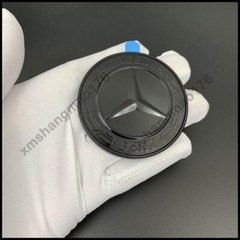 Glossy Black Flat Front Hood Paste Emblem AMG Laurel Wreath Badge For