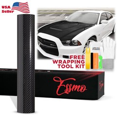 7D Carbon Fiber Low Tack Black High Gloss Car Vinyl Wrap Sticker Decal Sheet