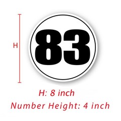 Custom Circular Number 8″ 10″ 12″ 15″ Glossy Matte Sticker /Magnet Car Door x2