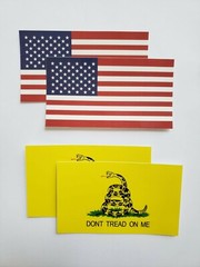 COMBO AMERICAN & GADSDEN FLAG STICKER, USA & DONT TREAD ON ME VINYL DECAL, 2x ea