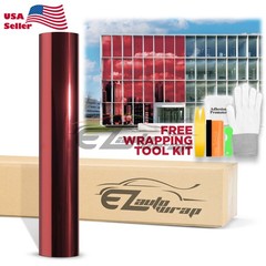 Red Chrome Window Tint One Way Mirror Film UV Heat Reflective Home Office DIY
