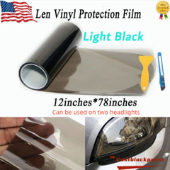 Fit For 12″x78″ Light Black Gloss Tint Film Lens Vinyl Wrap Headlight taillight