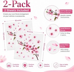 Cherry Blossom Vinyl Car Sticker – Elegant Pink Flower Bumper Decal, Waterproof