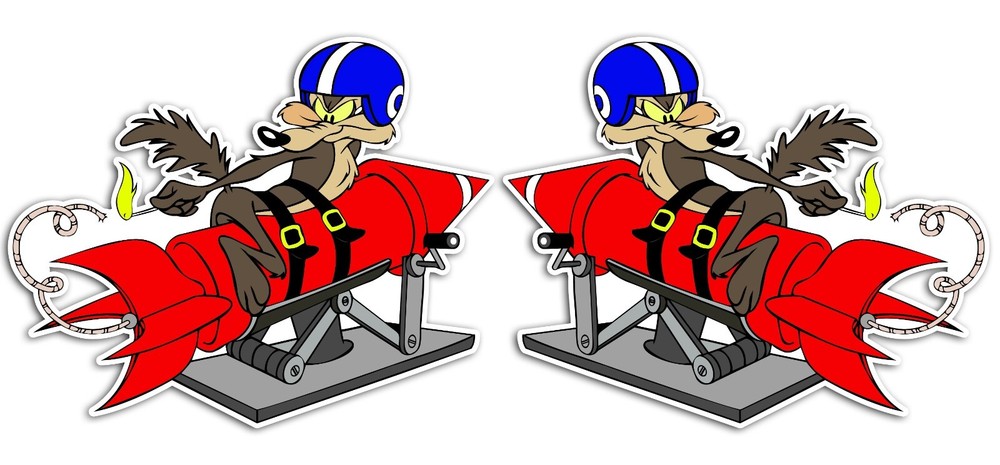 one set Angled WILE E. COYOTE FUNNY GASSER RAT ROD HOT ROD VINTAGE RACING DECAL
