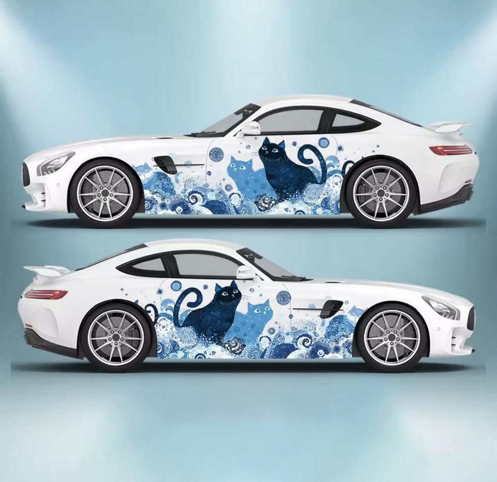 Cat Car Decal; Custom Car Lovers Cat Decal, Both Sides Universal Fit