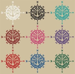 Compass Anchor Ocean Waves Car Boat Truck Window Vinyl Decal Sticker