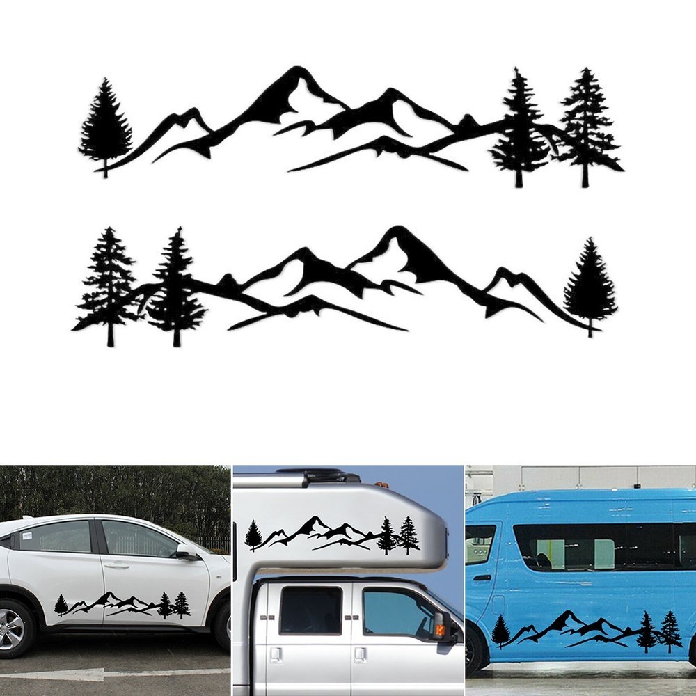 2Pcs Car Sticker Vinyl Forest Graphic Car Decor Waterproof for Camper RV Truck
