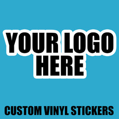 CUSTOM LOGO STICKER White Round Square Shape Multiple Sizes